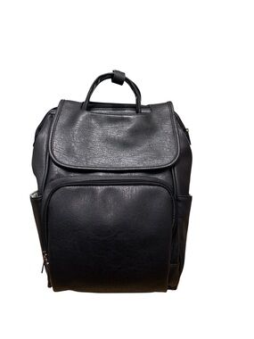 Black Leather Diaper Backpack